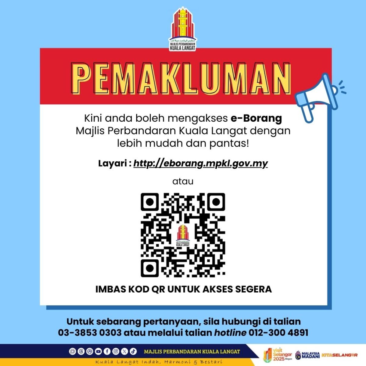 Kini anda boleh mengakses e-Borang Majlis Perbandaran Kuala Langat dengan lebih mudah dan pantas!