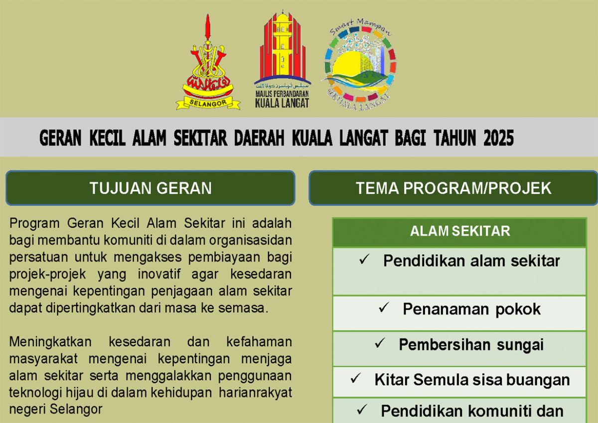 Geran Kecil Alam Sekitar Daerah Kuala Langat Bagi Tahun 2025