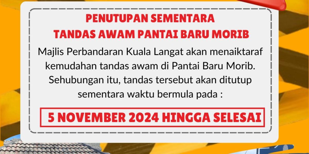 Majlis Perbandaran Kuala Langat Akan Menjalankan Kerja Menaiktaraf Kemudahan Tandas Awam Pantai Baru Morib